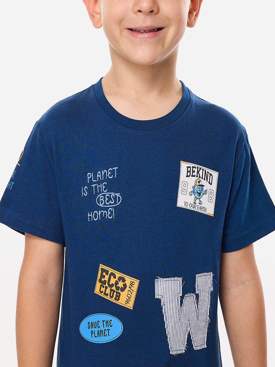 Boys Applique Graphic T-Shirt and Shorts Set