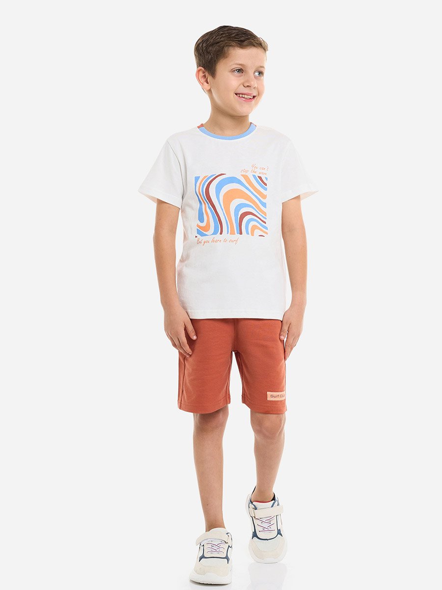 Boys Cotton Round Neck T-Shirt and Shorts Set