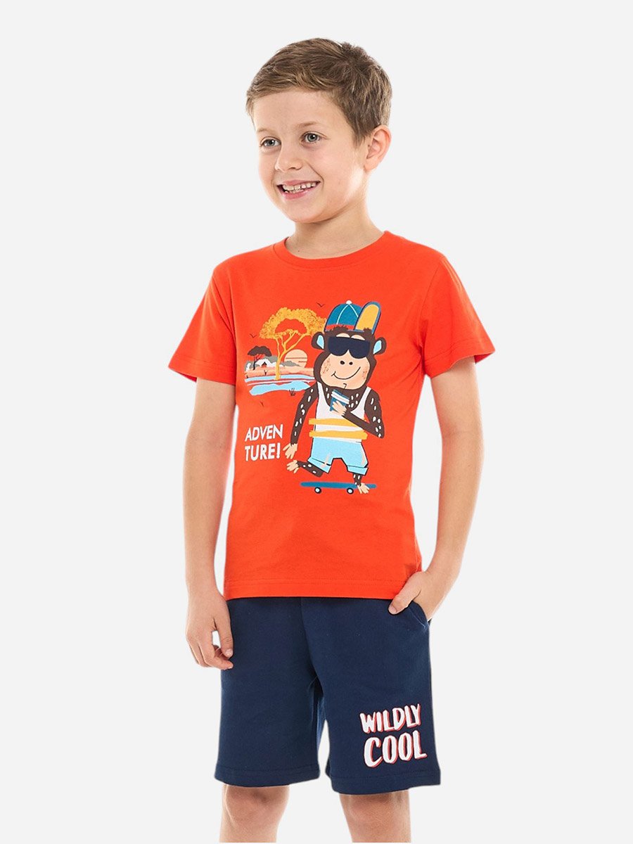 Boys Graphic Print Cotton T-Shirt and Shorts Set
