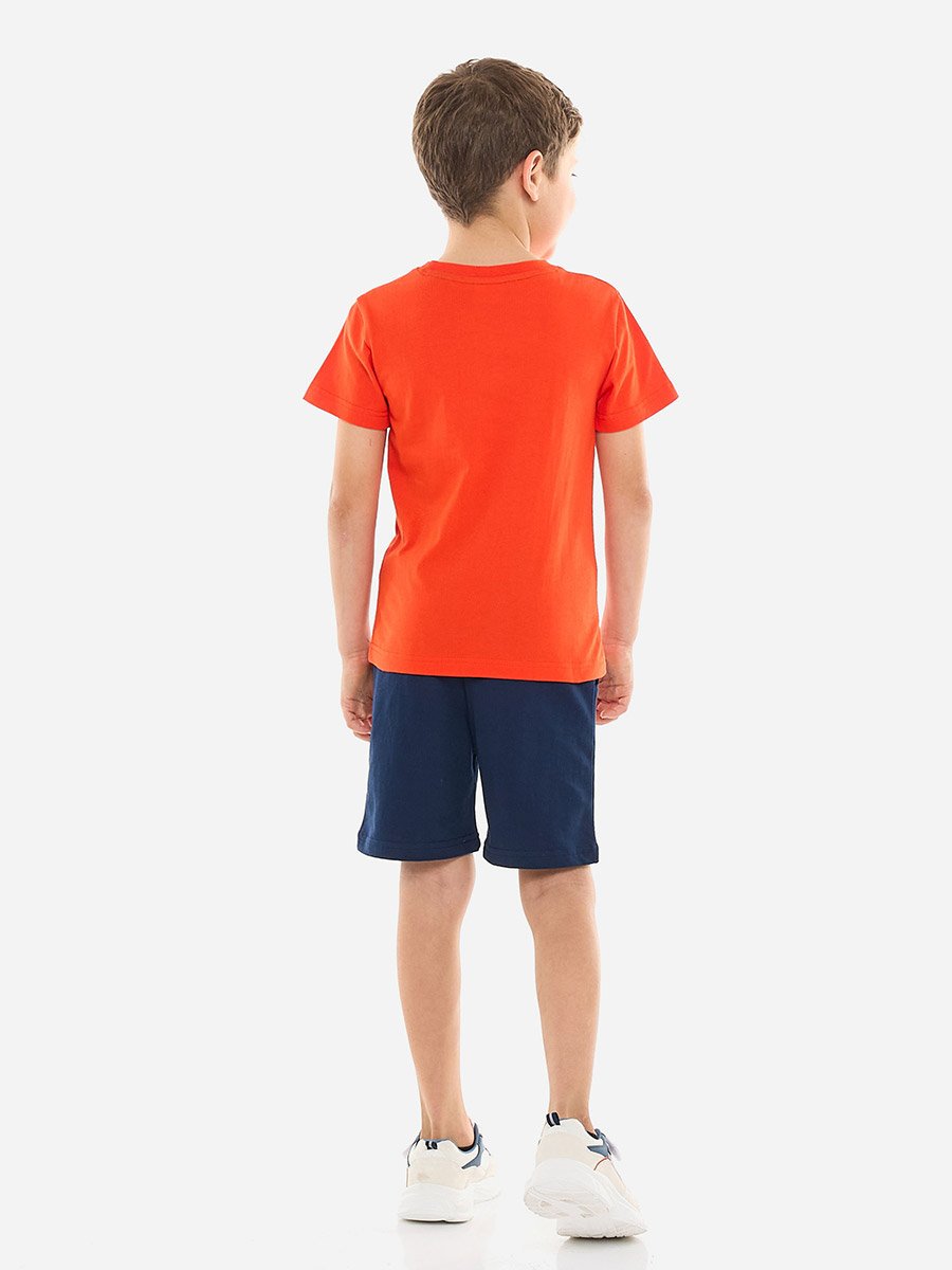 Boys Graphic Print Cotton T-Shirt and Shorts Set