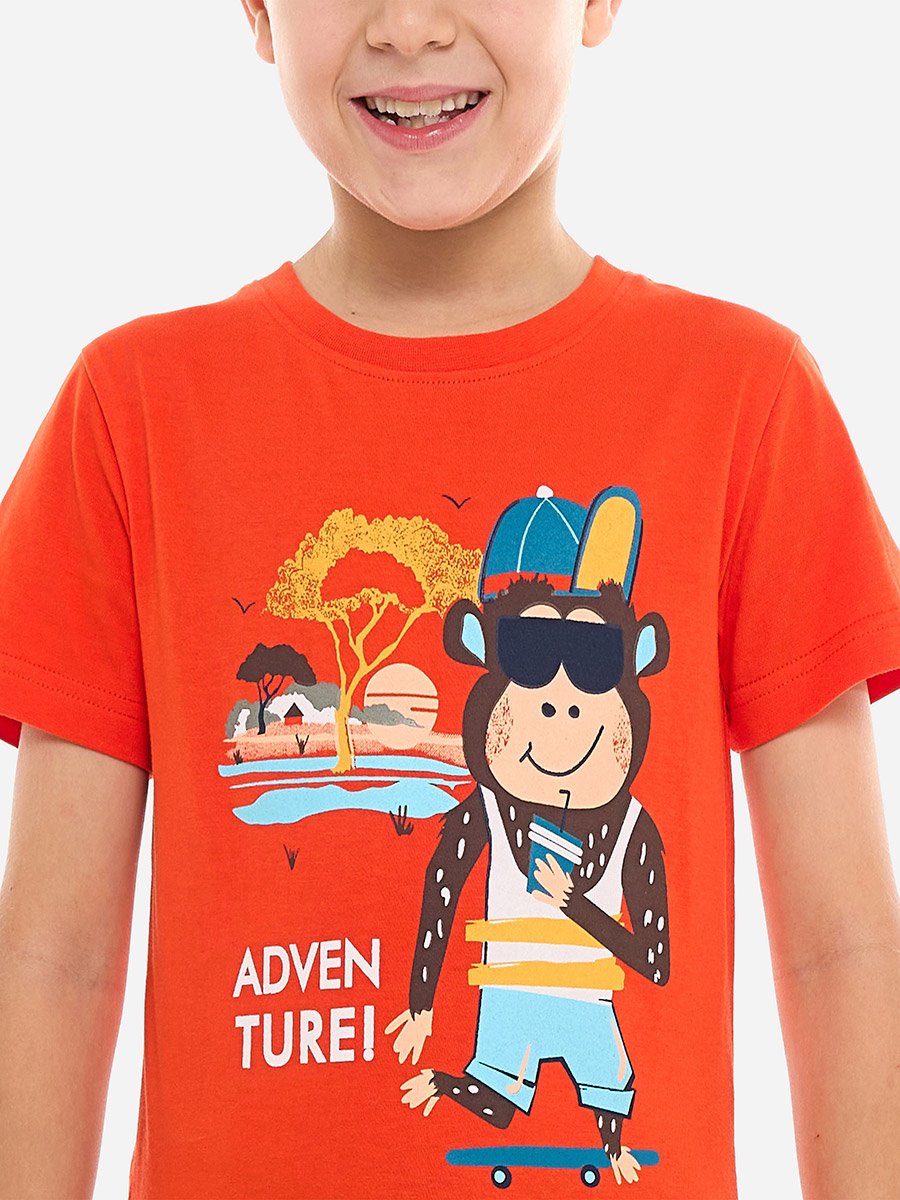 Boys Graphic Print Cotton T-Shirt and Shorts Set