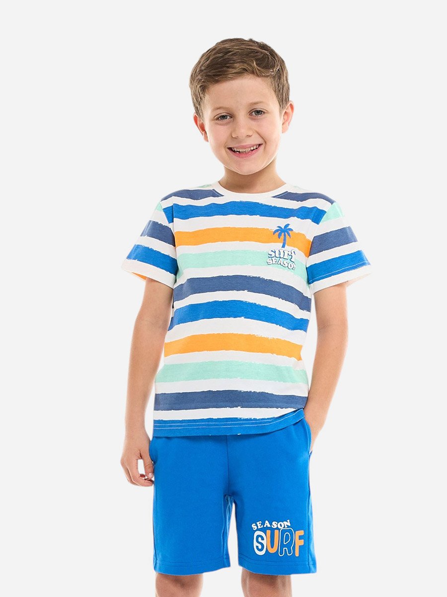 Boys Multi Striped T-Shirt and Shorts Set