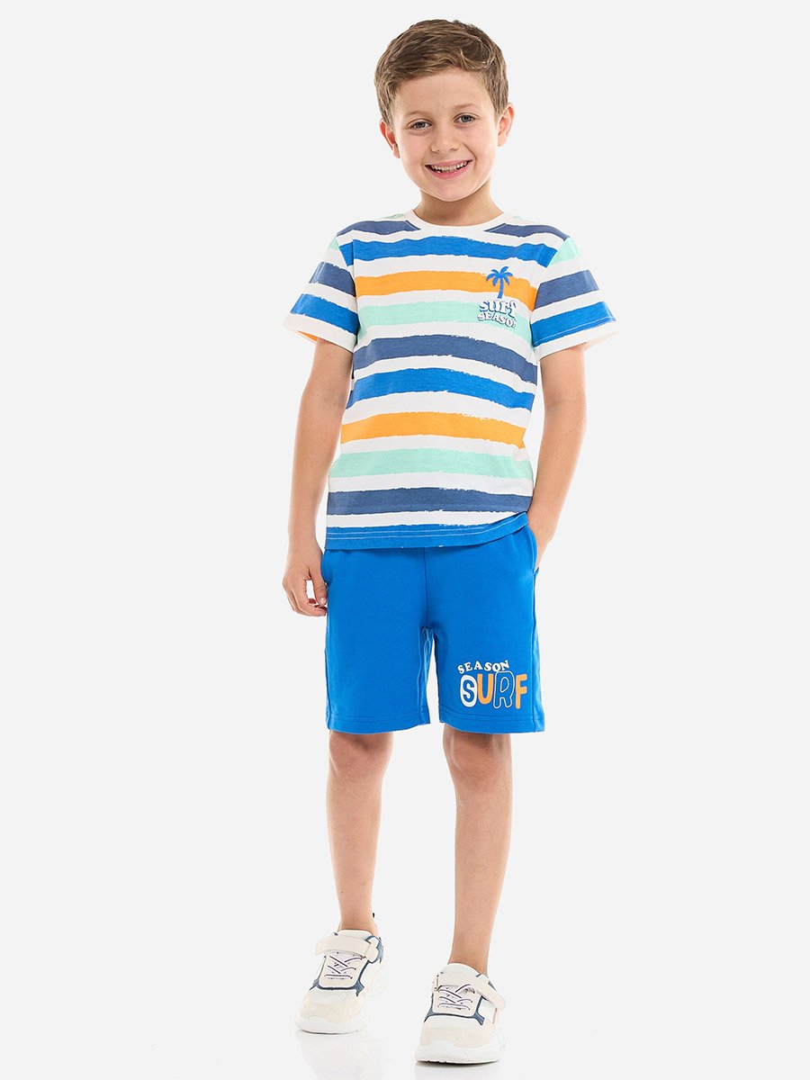 Boys Multi Striped T-Shirt and Shorts Set