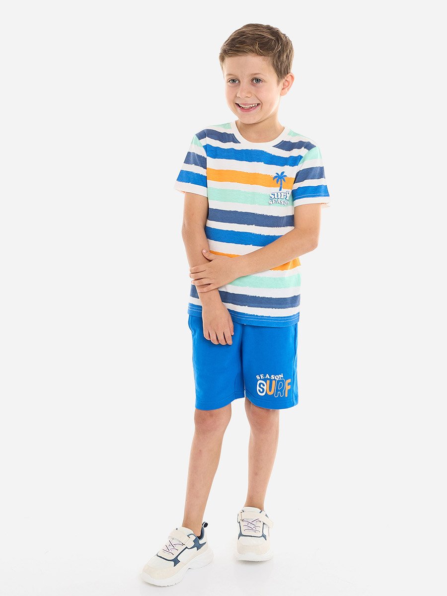 Boys Multi Striped T-Shirt and Shorts Set