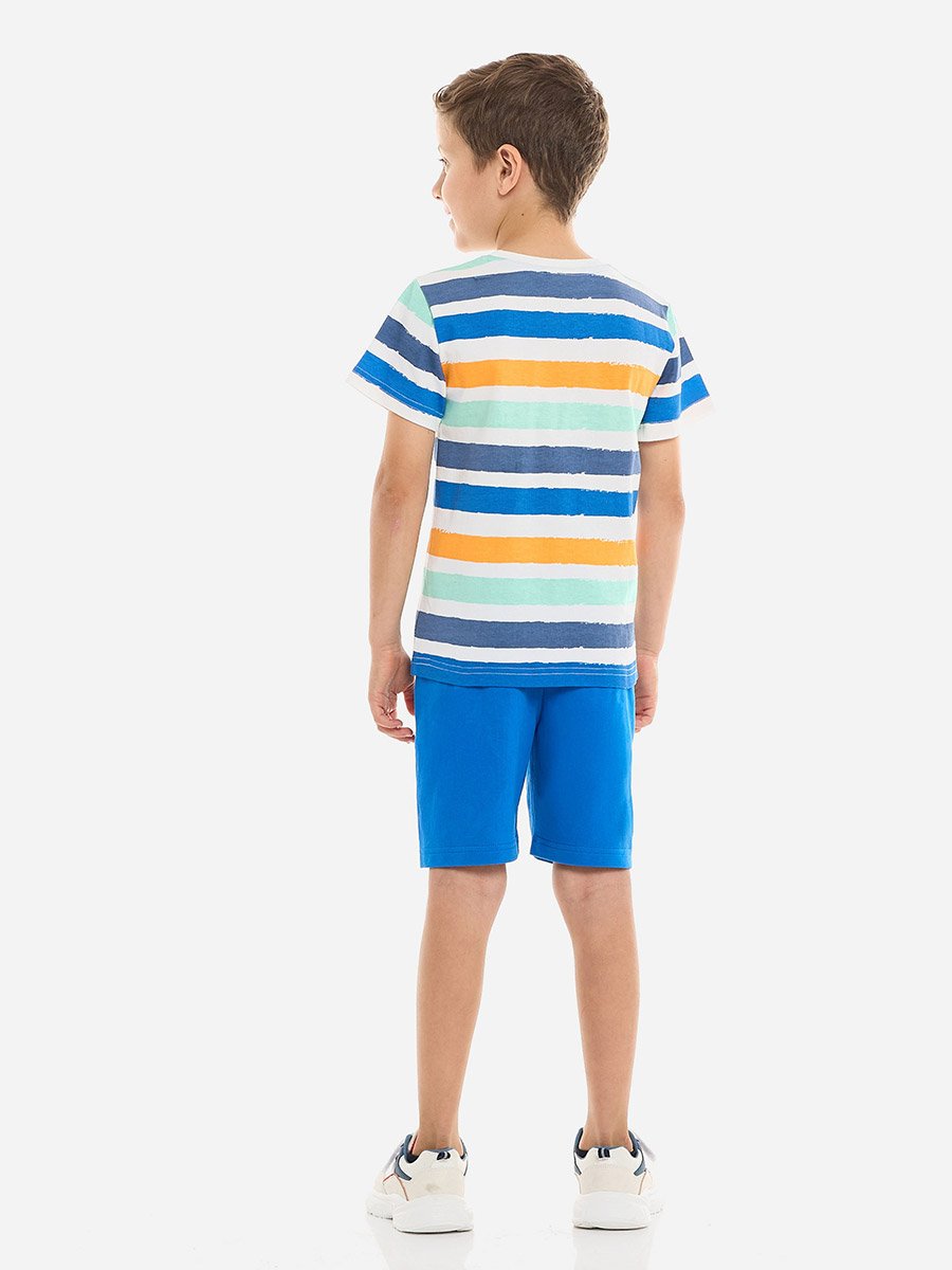 Boys Multi Striped T-Shirt and Shorts Set