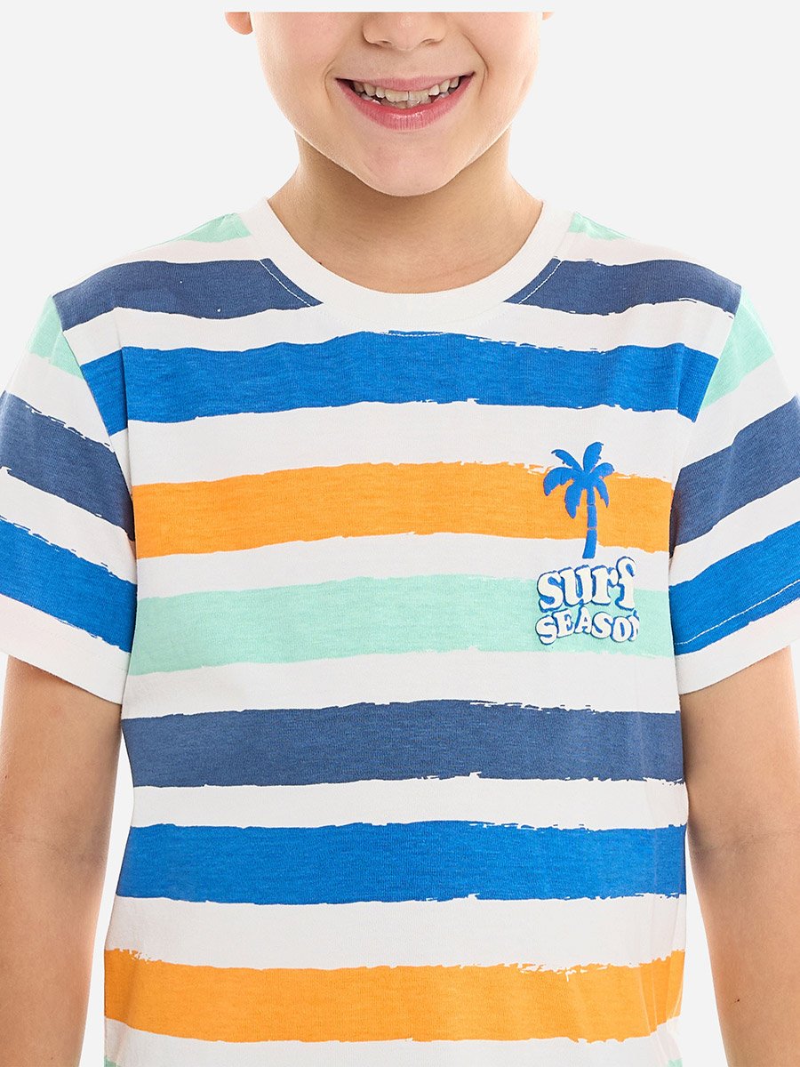 Boys Multi Striped T-Shirt and Shorts Set