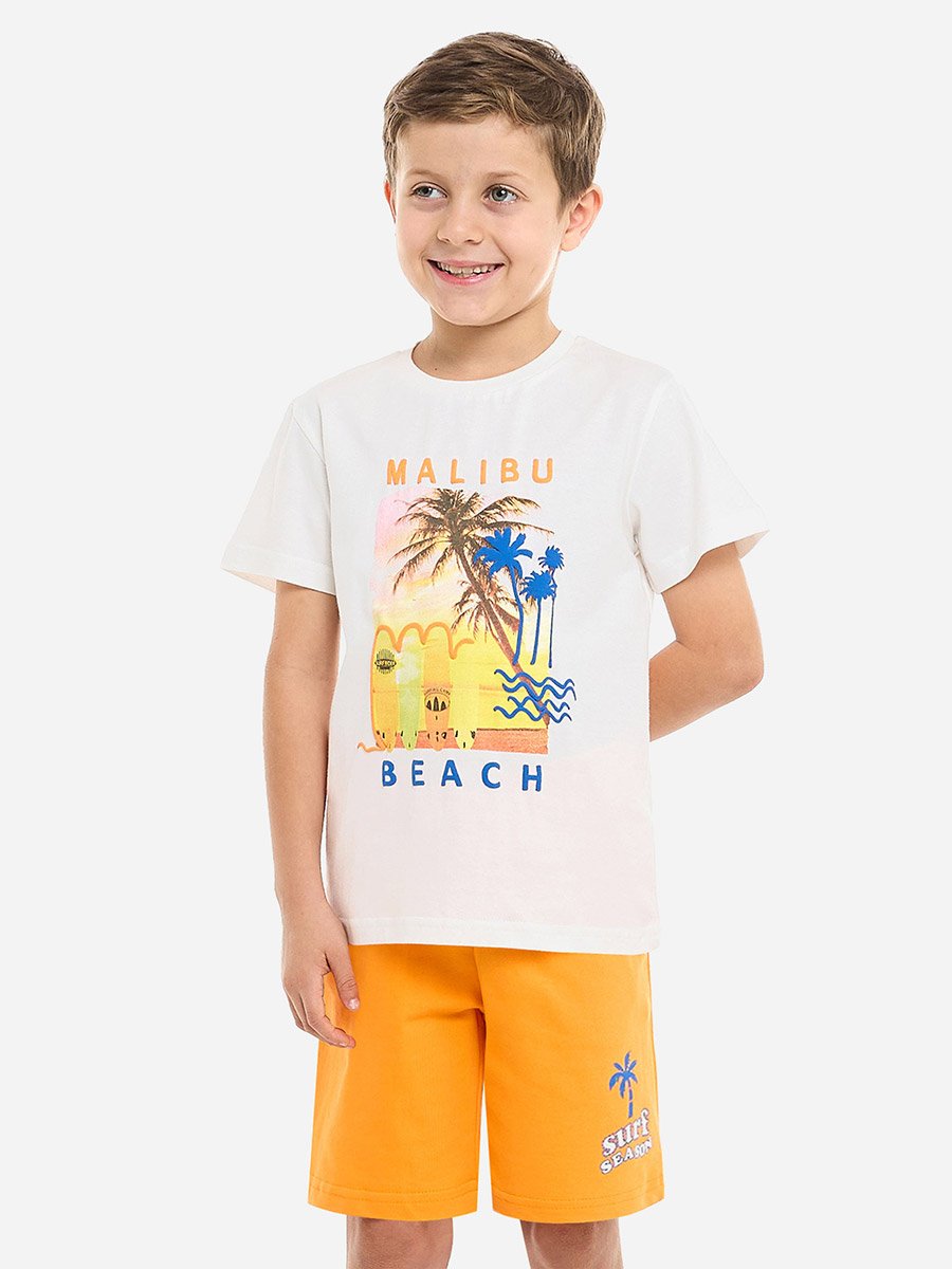 Boys Graphic Print Cotton T-Shirt and Shorts Set
