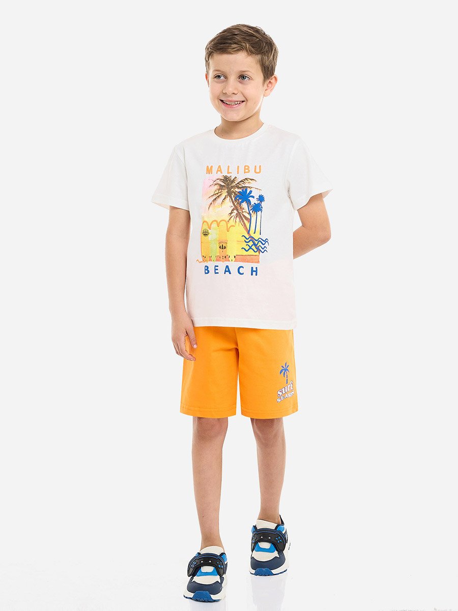 Boys Graphic Print Cotton T-Shirt and Shorts Set