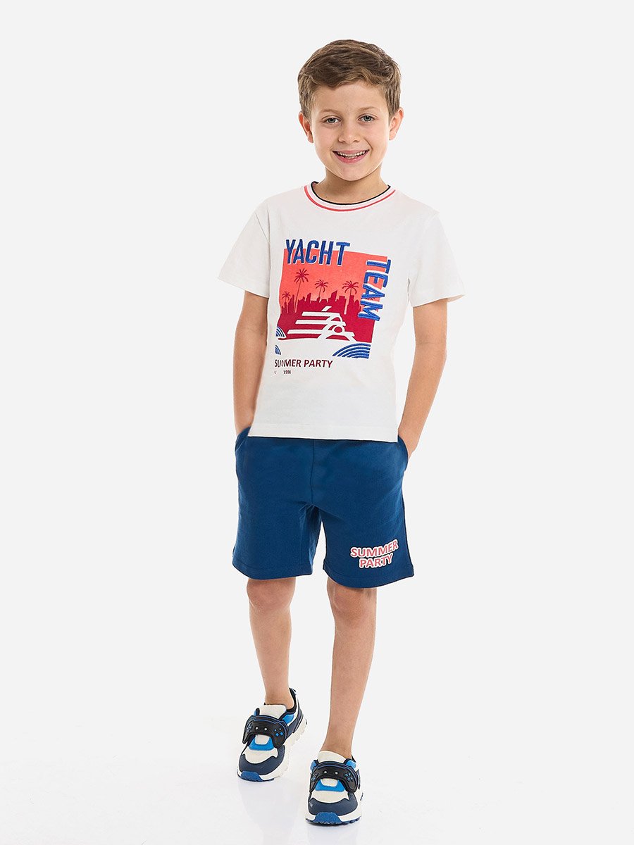 Boys Yatch Graphic T-Shirt and Shorts Set
