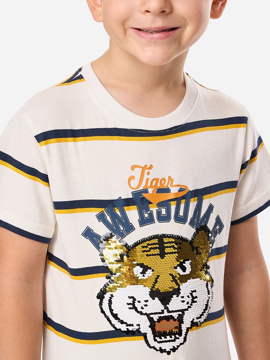 Boys Striped Graphic T-Shirt and Shorts Set