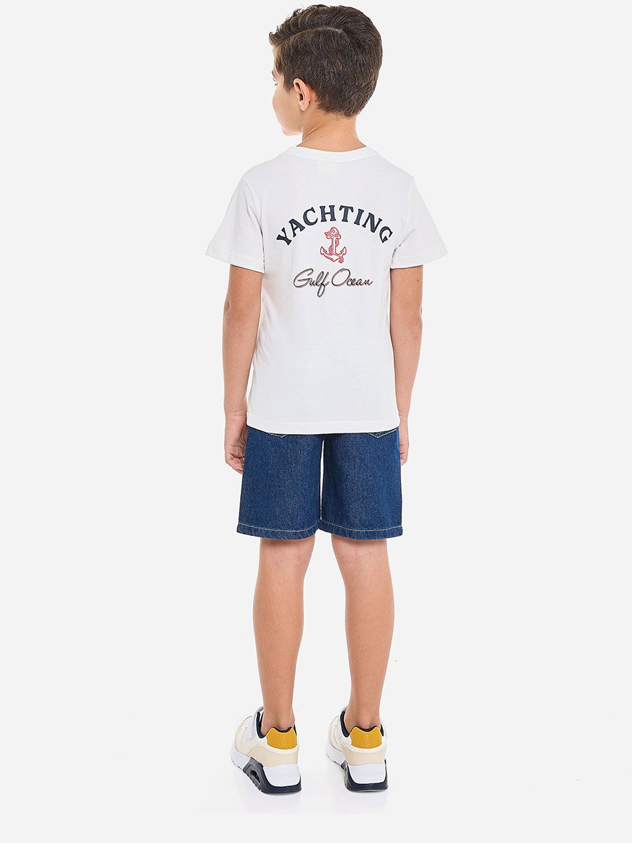 Boys Pocket Graphic T-Shirt and Denim Shorts Set