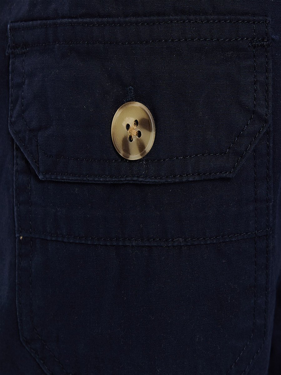 Boys Navy Blue Solid Cargo Shorts with Belt Loops
