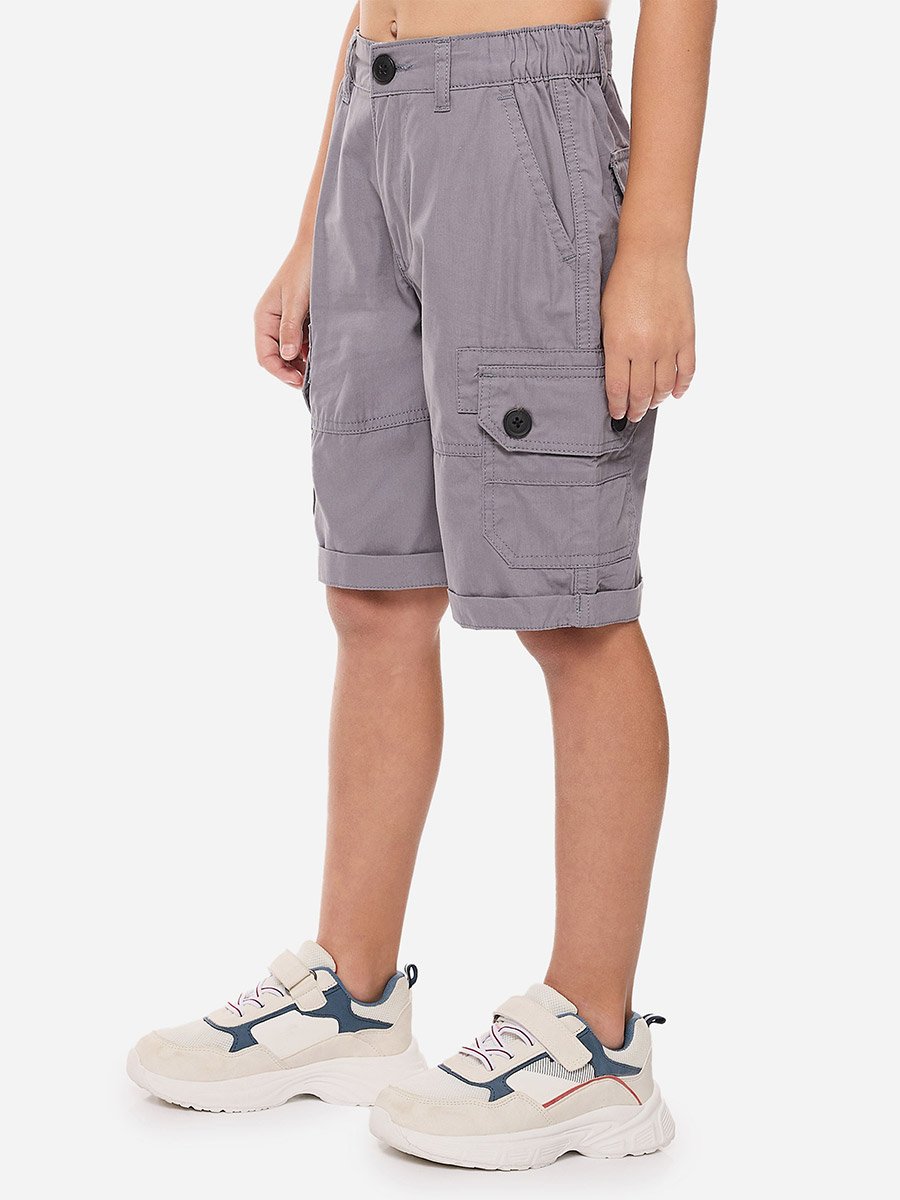Boys Solid Cargo Shorts with Belt Loops