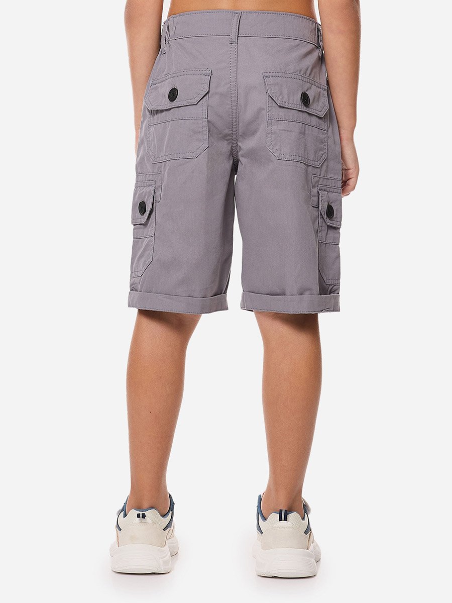 Boys Solid Cargo Shorts with Belt Loops