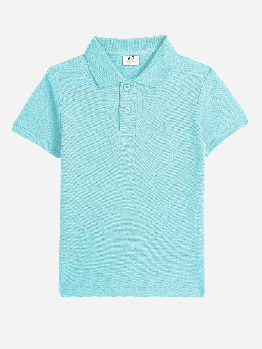 Boys Blue Solid Short Sleeve Polo T-Shirt