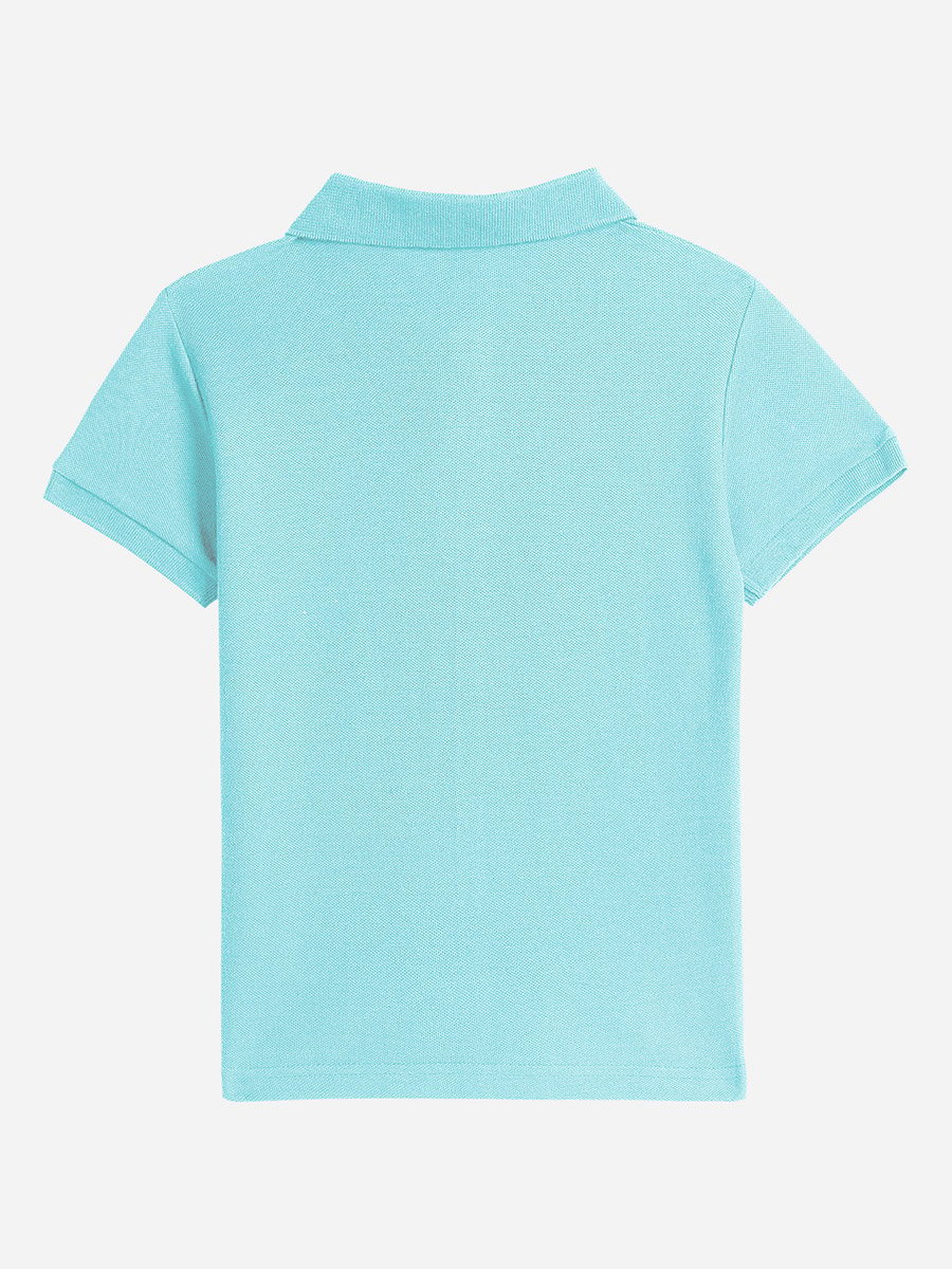 Boys Blue Solid Short Sleeve Polo T-Shirt