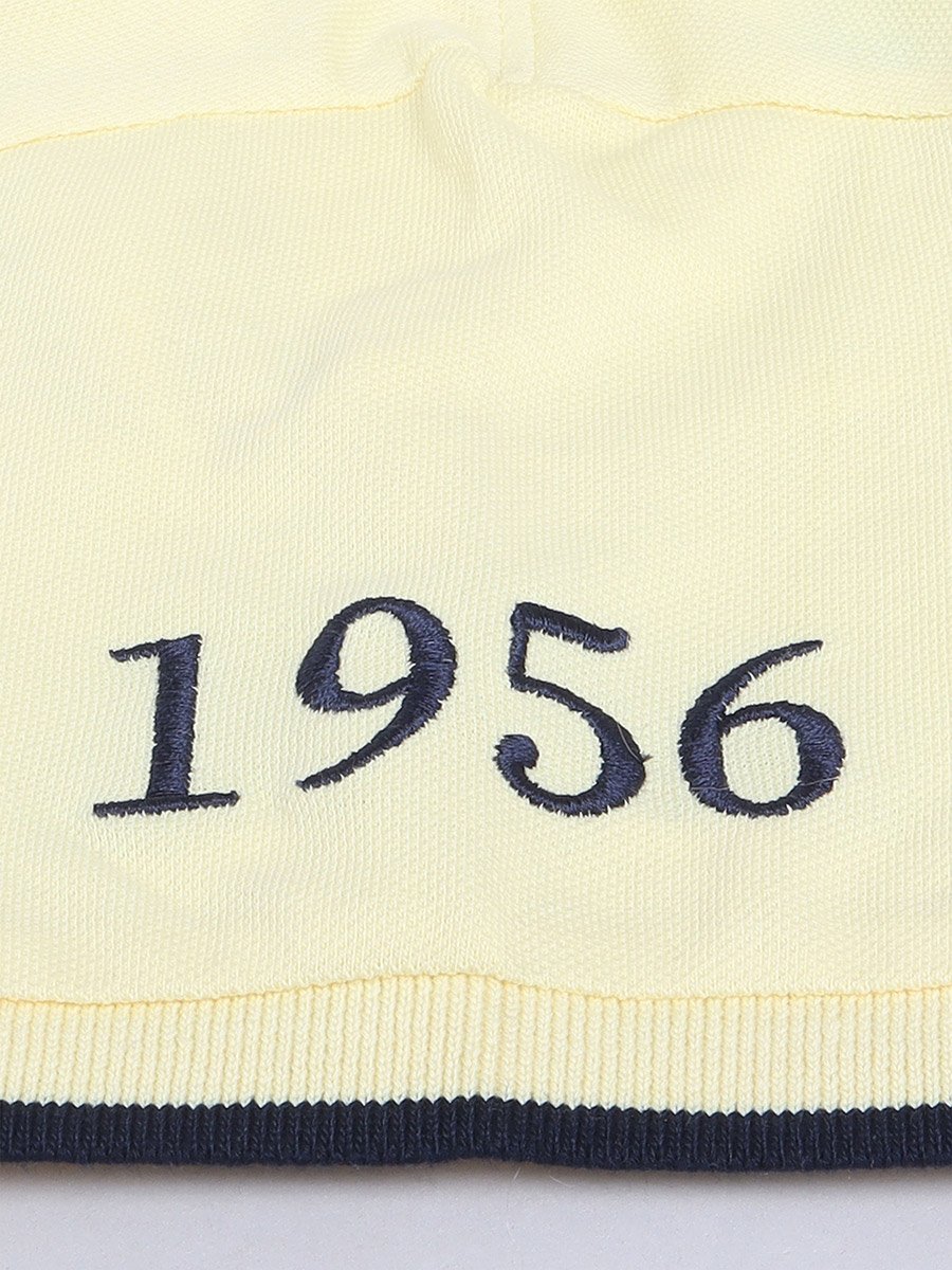 Boys Yellow Embroidered Detail Short Sleeve Polo T-Shirt