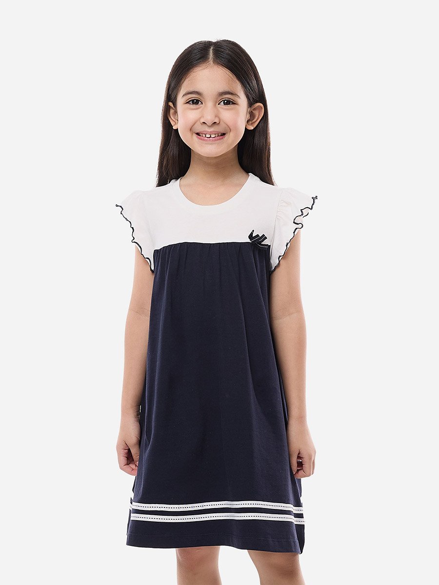 Bow Detail Ruffled Sleeves A-Line Dress