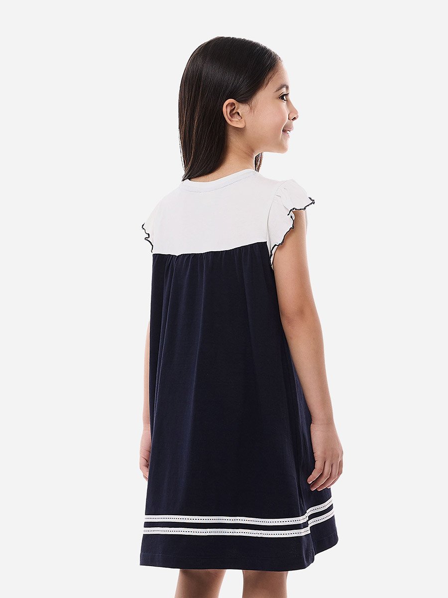 Bow Detail Ruffled Sleeves A-Line Dress