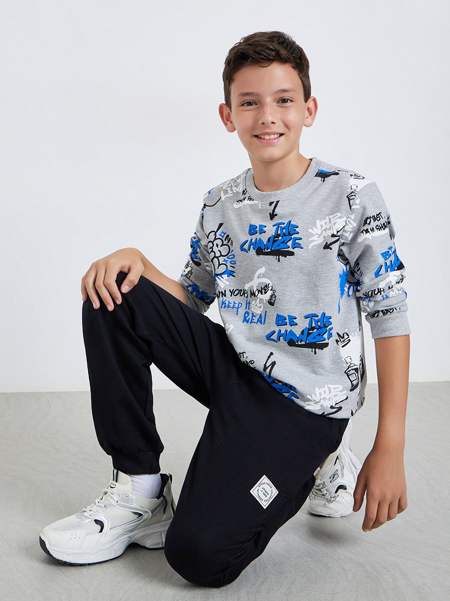 Teen Boys Printed Sweatshirt and Joggers Set