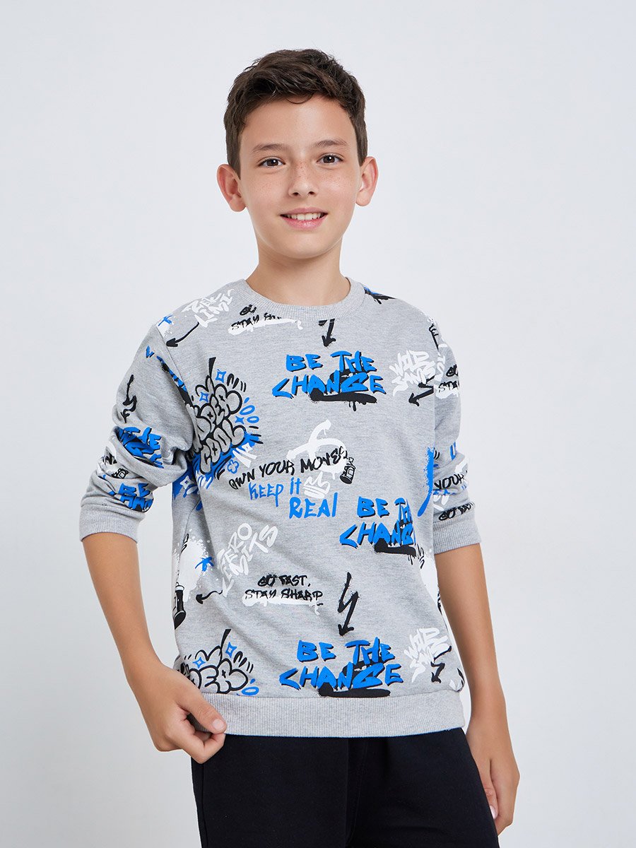 Teen Boys Printed Sweatshirt and Joggers Set