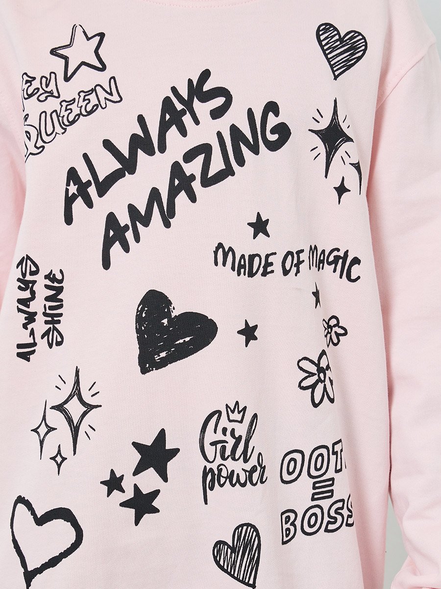 Teen Girls Graffiti Sweatshirt and Flared Leggings