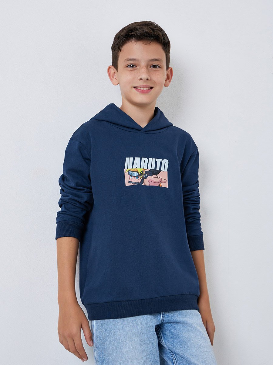 Teens Naruto Graphic Print Cotton Hoodie
