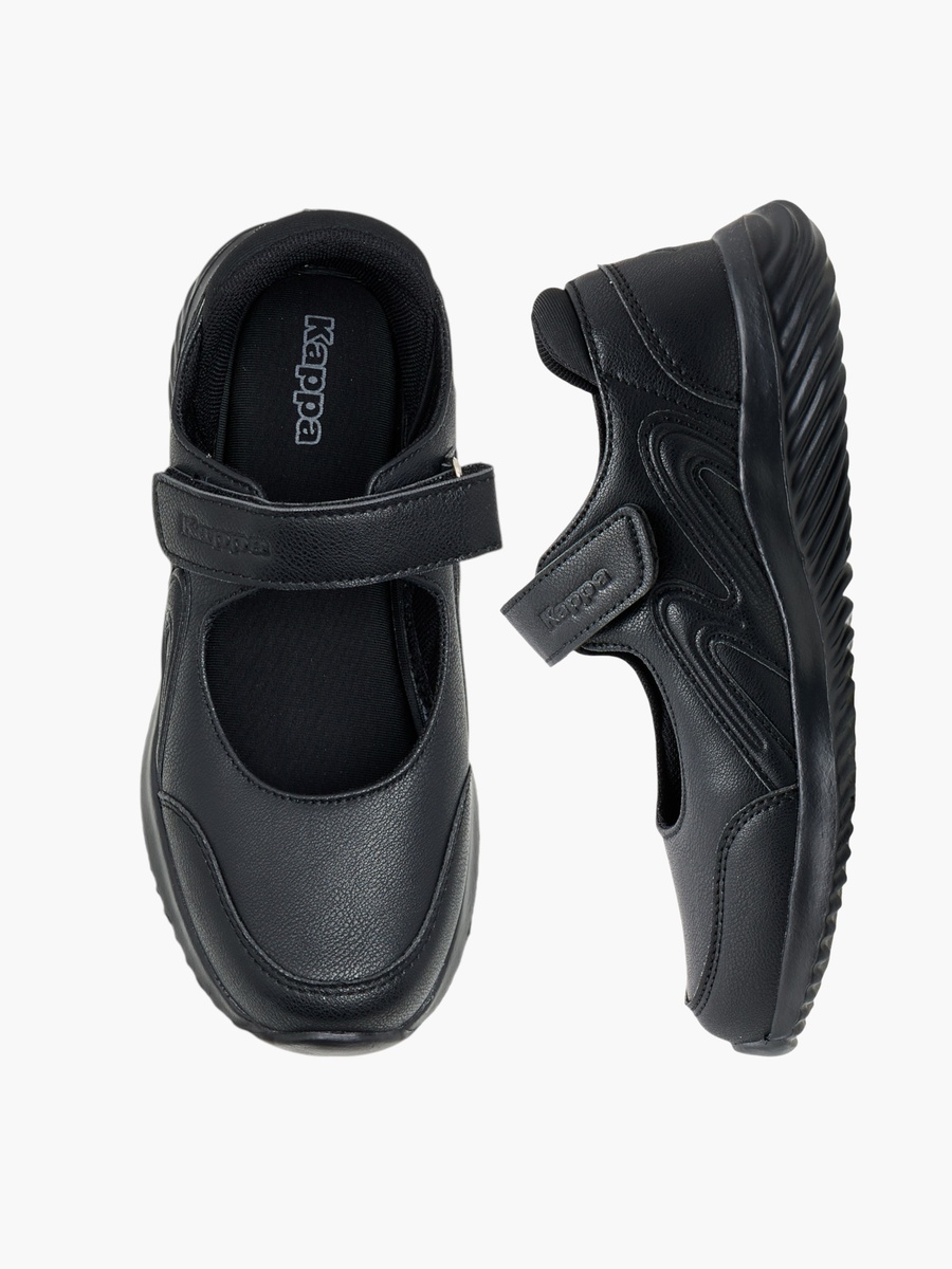 Girls Panelled Mary Jane School Shoes with Hook and Loop Closure