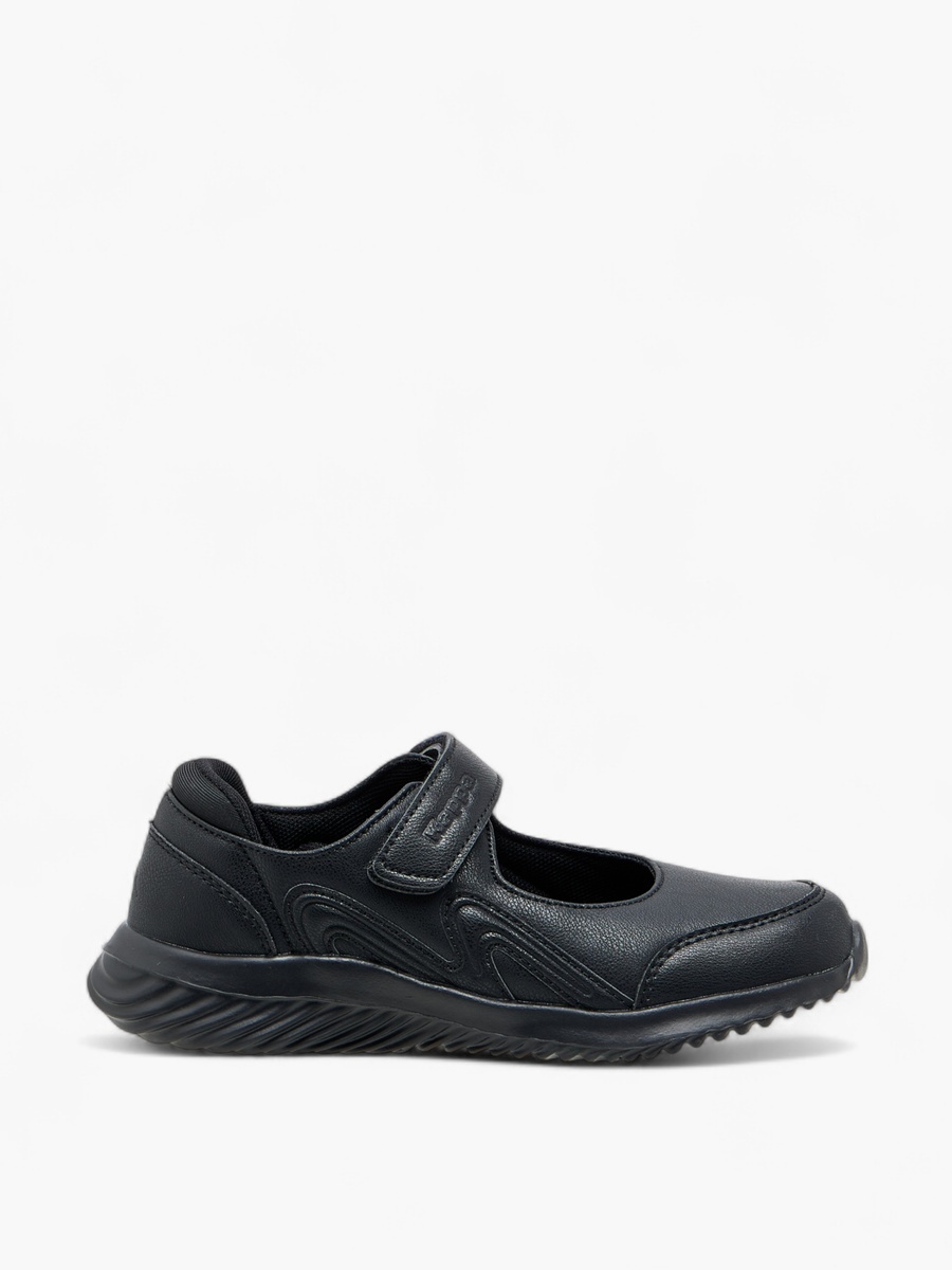 Girls Textured School Shoes with Hook and Loop Closure