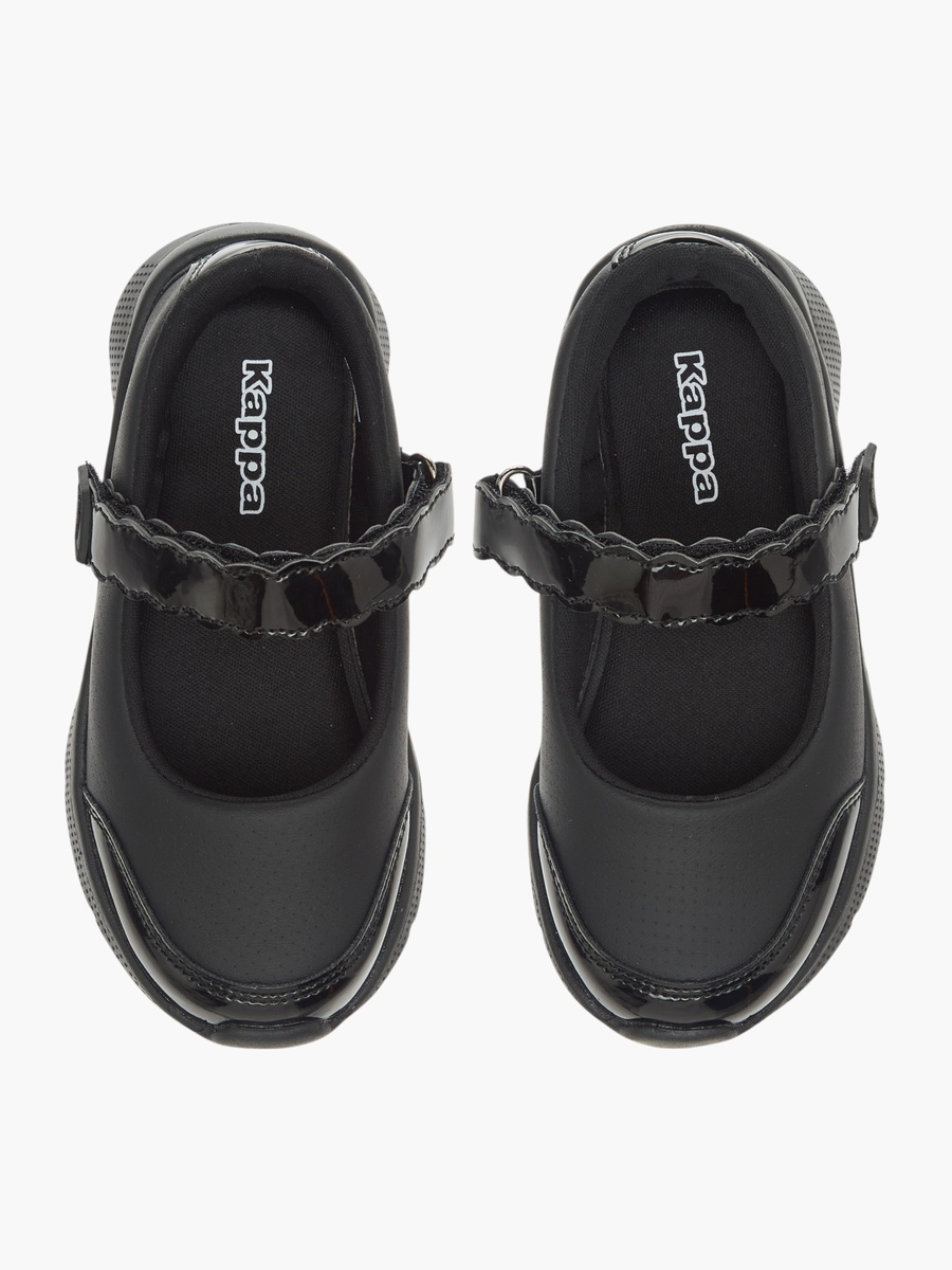Girls Solid School Shoes with Hook and Loop Closure