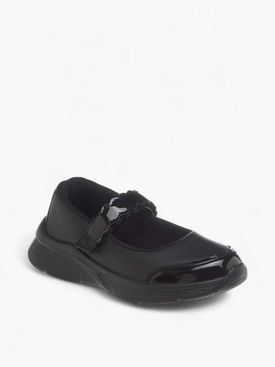 Girls Solid School Shoes with Hook and Loop Closure