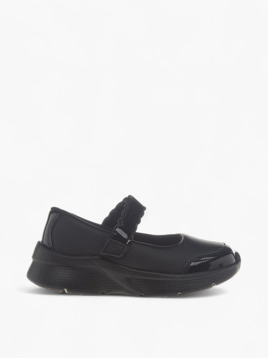 Girls Solid School Shoes with Hook and Loop Closure