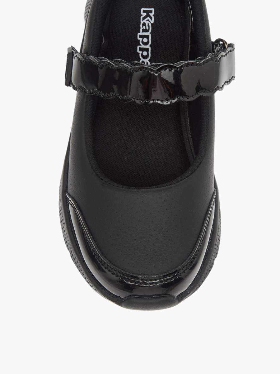 Girls Solid School Shoes with Hook and Loop Closure
