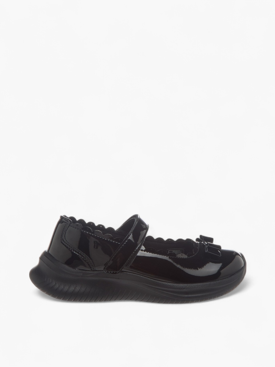Bow Accent School Shoes with Hook and Loop Closure