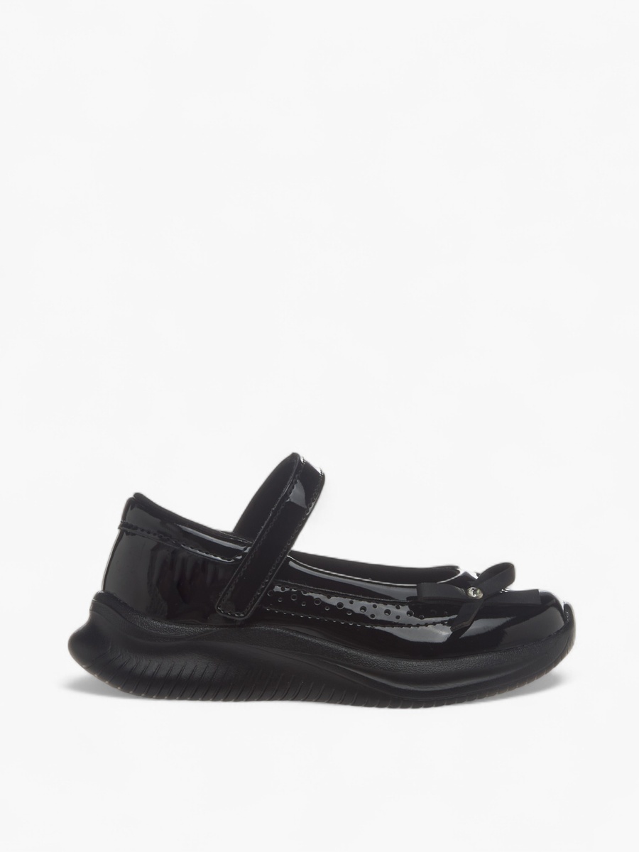 Bow Accent School Shoes with Hook and Loop Closure