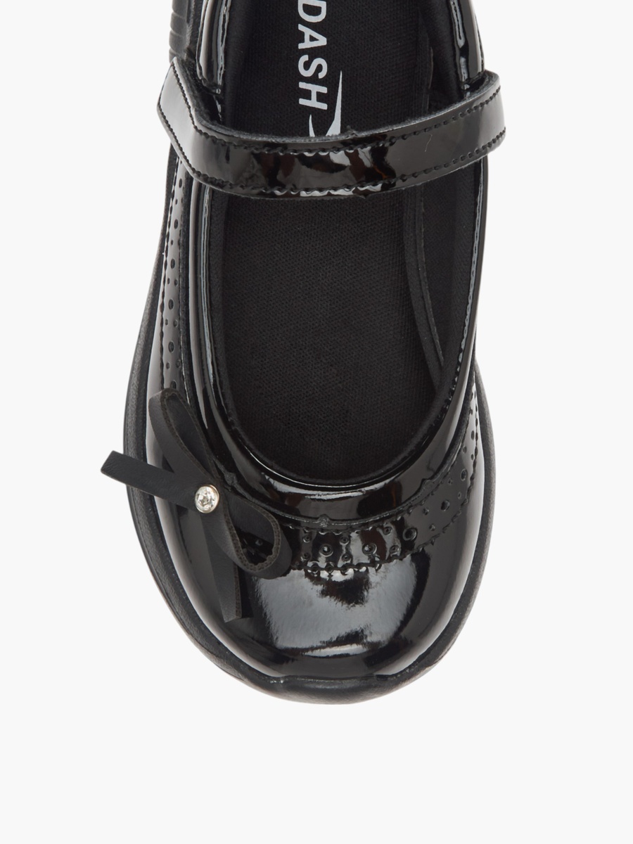 Bow Accent School Shoes with Hook and Loop Closure