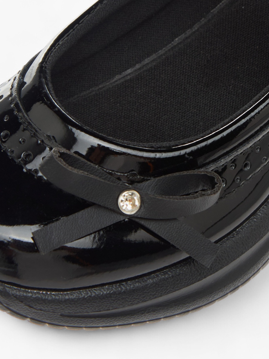 Bow Accent School Shoes with Hook and Loop Closure
