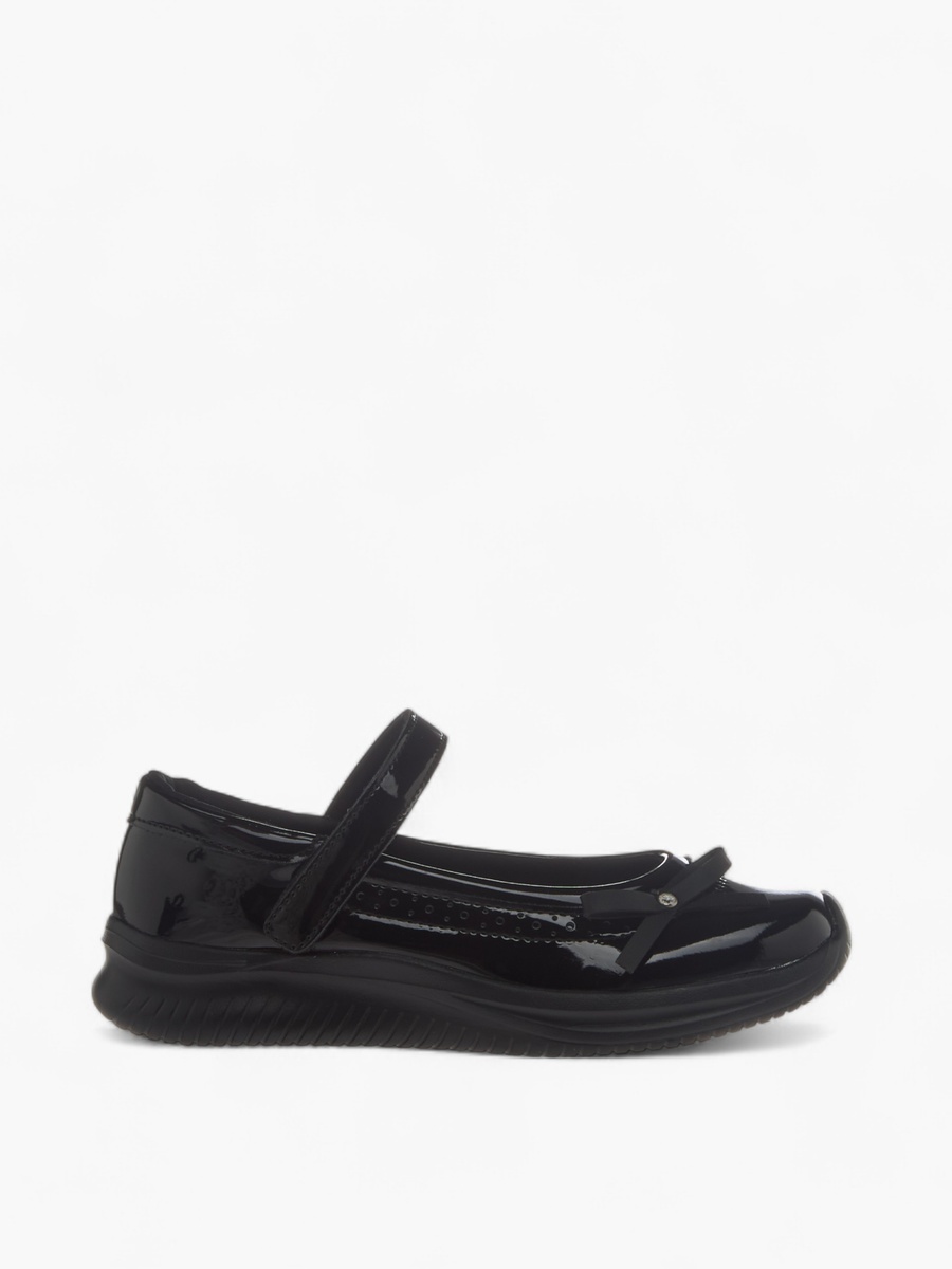 Bow Accent School Shoes with Hook and Loop Closure