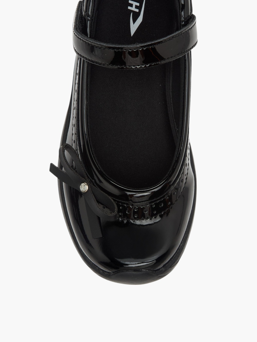 Bow Accent School Shoes with Hook and Loop Closure