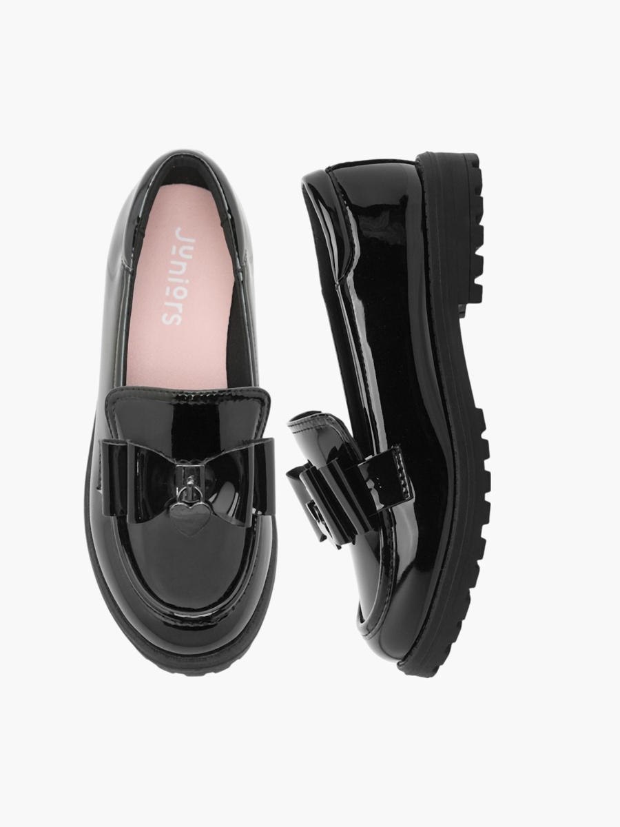 Bow Applique Slip-On School Shoes