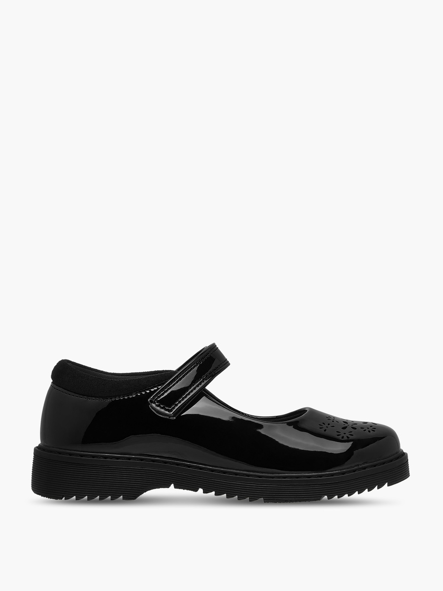 Cut Out Detail Mary Jane School Shoes with Hook and Loop Closure