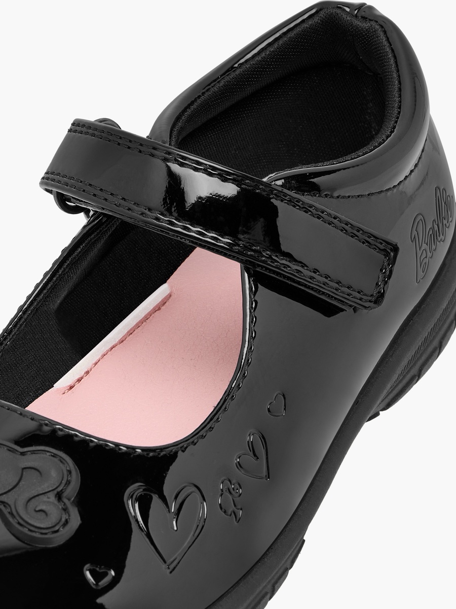 Embossed Mary Jane School Shoes with Hook and Loop Closure