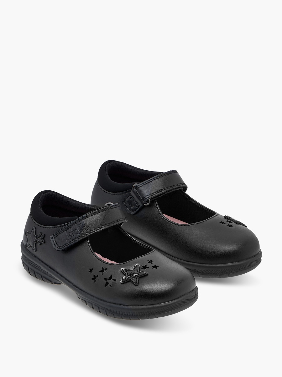 Star Detail Mary Jane School Shoes with Hook and Loop Closure