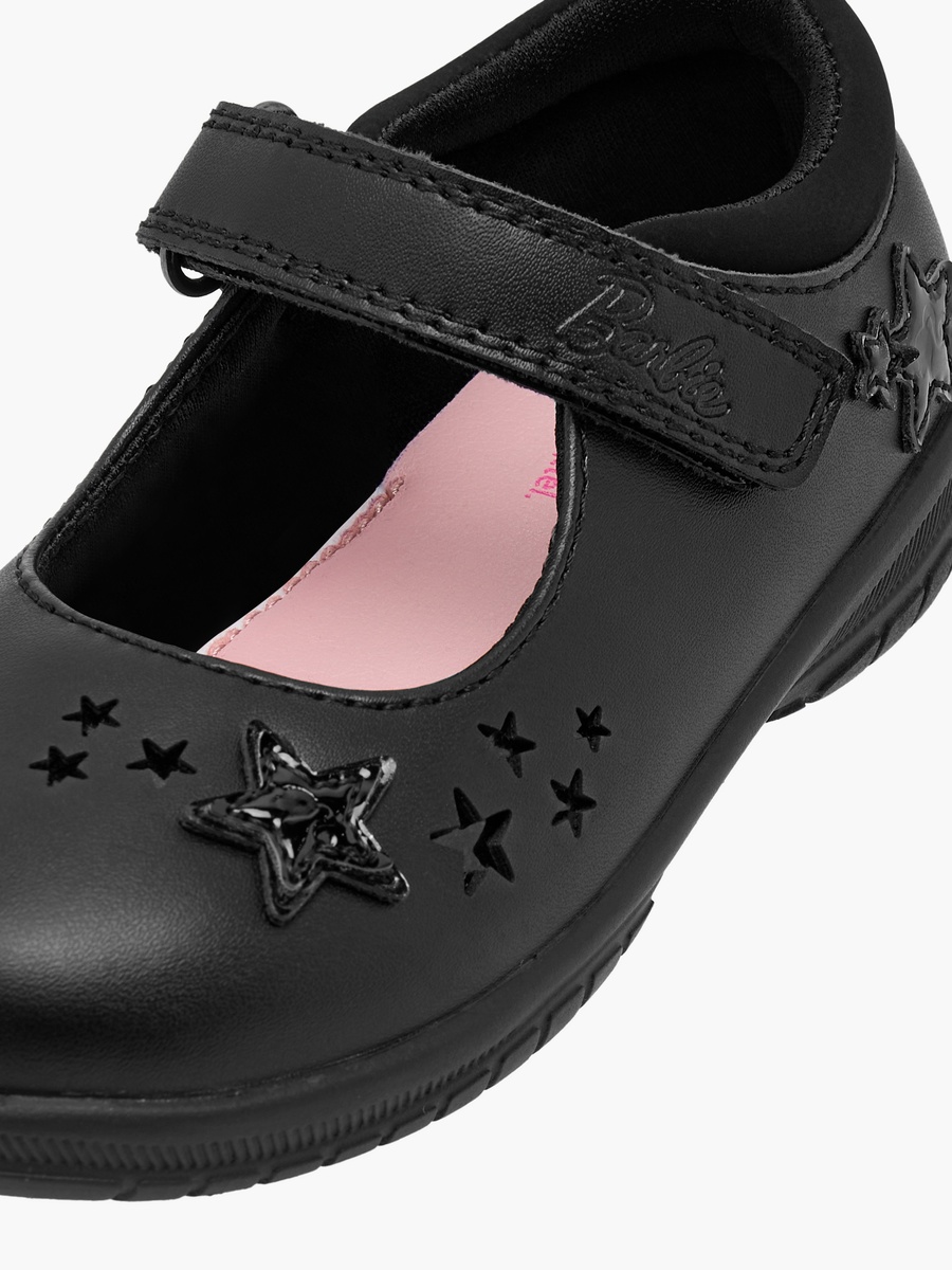 Star Detail Mary Jane School Shoes with Hook and Loop Closure