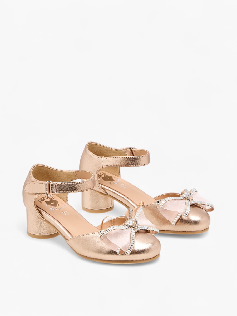 Girls Bow Embellished Sandals with Hook and Loop Closure