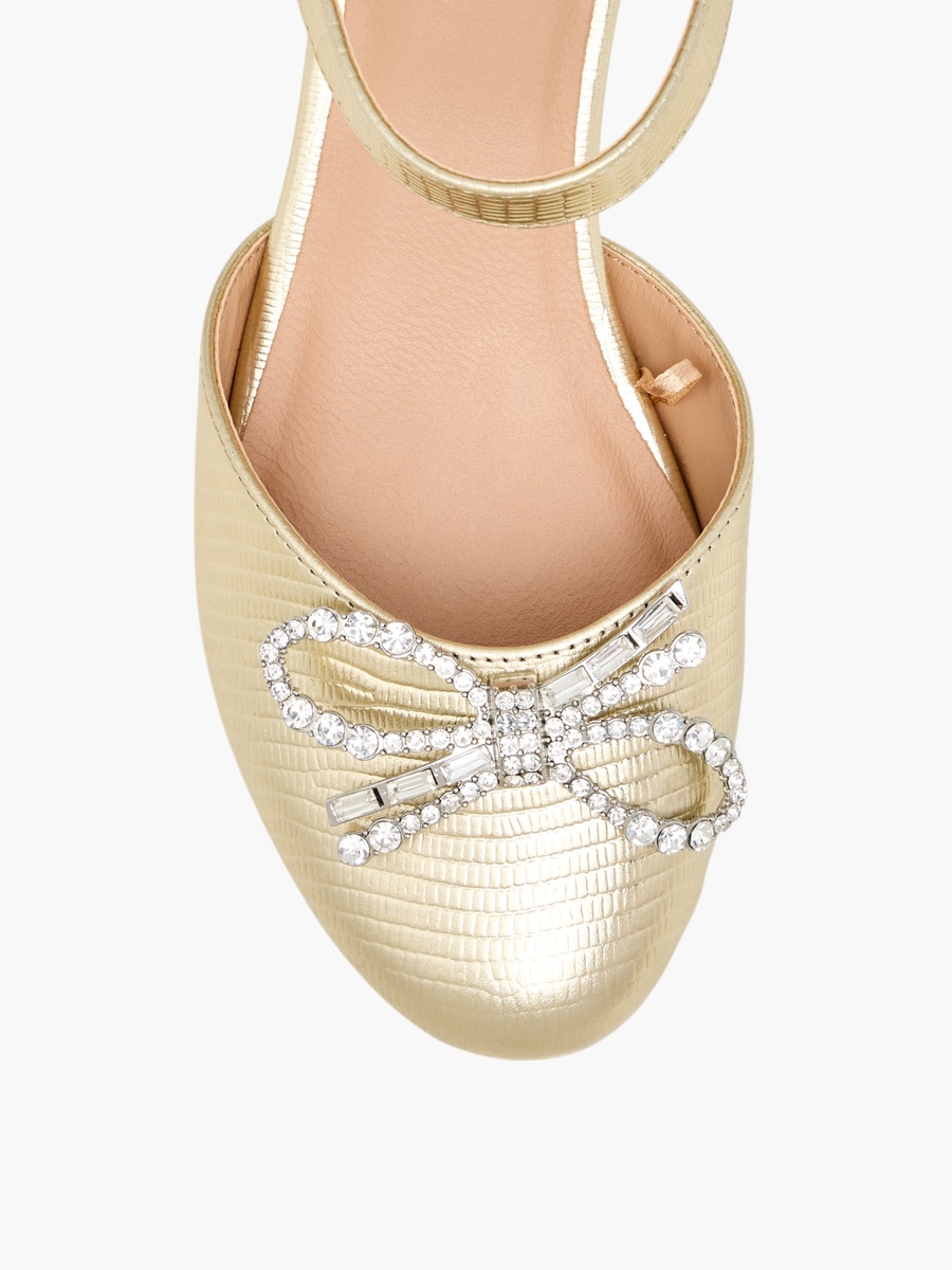 Girls Bow Embellished Block Heeled Sandals with Hook and Loop Closure