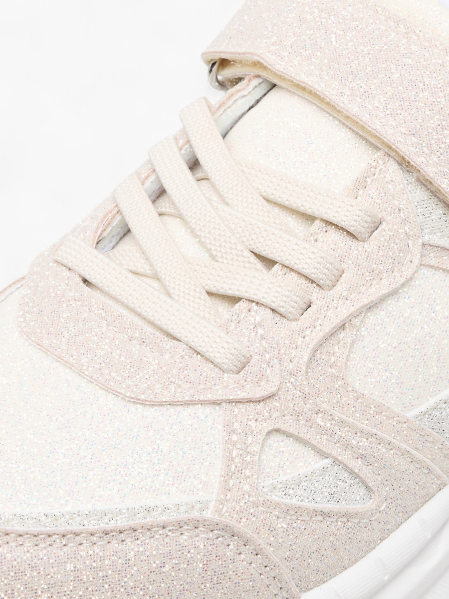 Girls Panelled Sneakers with Hook and Loop Closure