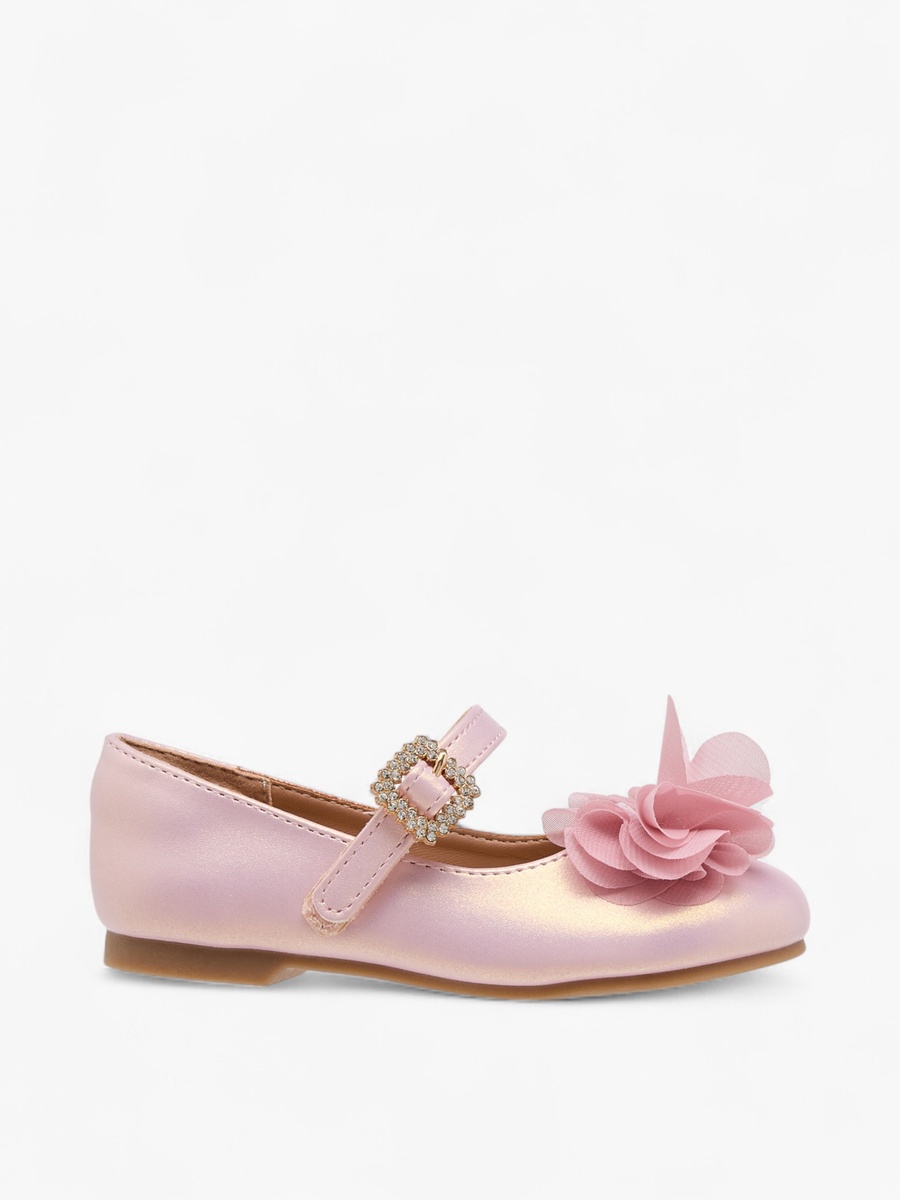 Bow Accent Ballerina Shoes with Hook and Loop Closure