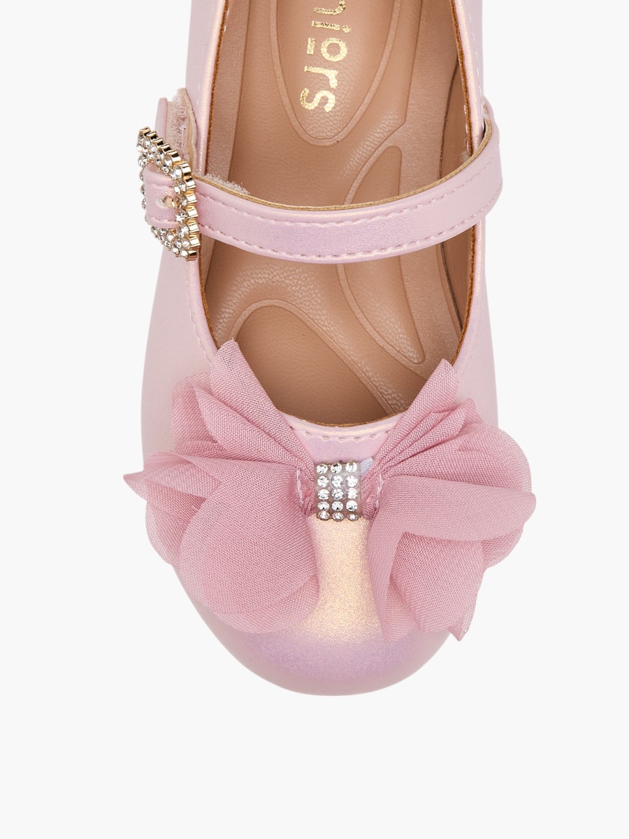 Bow Accent Ballerina Shoes with Hook and Loop Closure