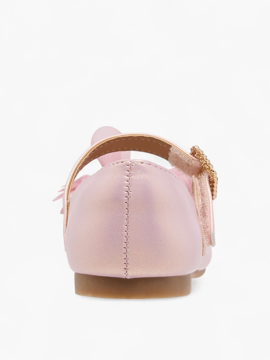 Bow Accent Ballerina Shoes with Hook and Loop Closure